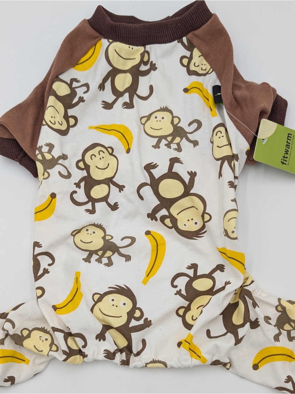 fitwarm Brown & Cream Monkey Banana Dog Pajamas